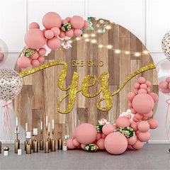 Paillettes d'or, elle a dit oui, fond de mariage floral rond