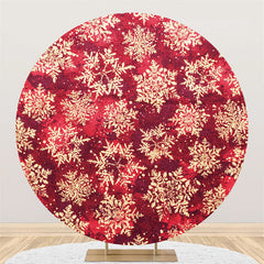 Fond de noël rouge rond flocon de neige paillettes d'or