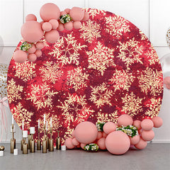 Fond de noël rouge rond flocon de neige paillettes d'or