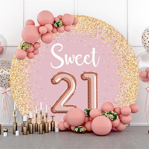 Taches de paillettes d'or rond rose 21e anniversaire toile de fond Taches de paillettes d'or rond rose 21e anniversaire toile de fond