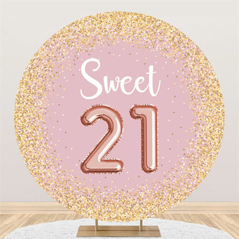 Taches de paillettes d'or rond rose 21e anniversaire toile de fond Taches de paillettes d'or rond rose 21e anniversaire toile de fond