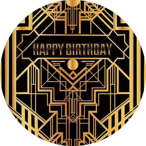 Lignes d'or et fond de joyeux anniversaire rond noir Lignes d'or et fond de joyeux anniversaire rond noir