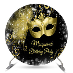 Fond rond de fête d'anniversaire de mascarade de masque d'or