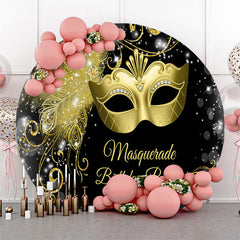 Fond rond de fête d'anniversaire de mascarade de masque d'or