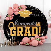 Toile de fond de graduation de cercle de lumières de mortier d'or