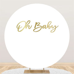 Gold Oh Baby Circle Backdorp blanc pour baby shower