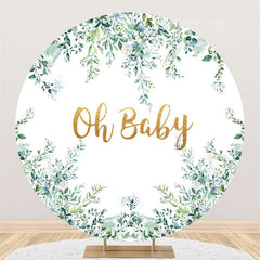 Toile de fond de douche de bébé or Oh Baby feuilles vertes rondes