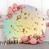 Fond de fête d'anniversaire jaune clair rond à motif doré