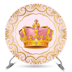 Toile de fond ronde anniversaire princesse couronne rose or