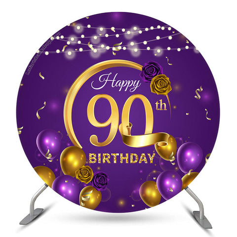 Toile de fond du 90e anniversaire du ballon rose violet doré Toile de fond du 90e anniversaire du ballon rose violet doré