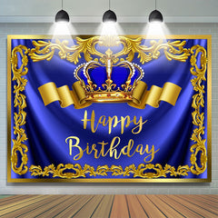 Or Royal Bule Joyeux Anniversaire Couronne Toile de Fond pour Hommes