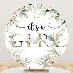 Toile de fond ronde florale de douche de bébé de tache d'or pour la fille