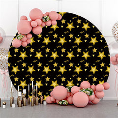 Toile de fond ronde noire d'étoile d'or pour la fête de joyeux anniversaire