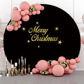Toile de fond de fête noire ronde joyeux noël étoile d'or