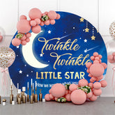 Toile de fond ronde pour fête prénatale, étoile dorée, bleu marine, petite étoile