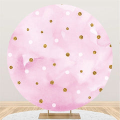 Toile De Fond D'anniversaire Rose Ronde De Tache De Paillettes Blanches Dorées
