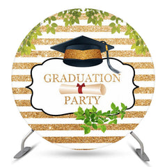 Or blanc rayures feuilles ronde Grad Party toile de fond