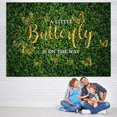 Toile de fond de douche de bébé papillon doré et vert scintillant