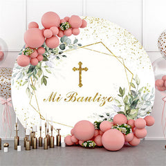 Golden Cross Leaves Joyeux Anniversaire Cercle Toile de Fond
