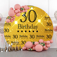 Couverture de toile de fond ronde 30e anniversaire à paillettes dorées