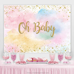 Toile de fond de douche de bébé nuage ciel paillettes dorées
