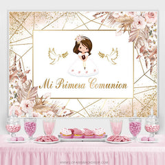 Golden Line Dove Floral Bébé Douche Backdrop pour les filles