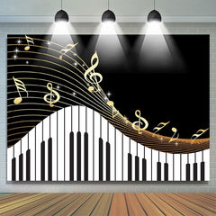 Fond de thème de clavier de piano de notes de musique d'or