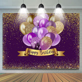 Magnifique toile de fond de joyeux anniversaire violet bokeh doré