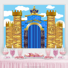 Grand Château Avec Couronne Joyeux Anniversaire Toile De Fond Pour Enfant