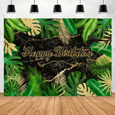 Feuilles vertes et dorées Toile de Fond joyeux anniversaire pour la fête
