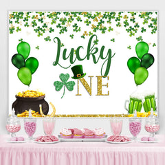 Ballons verts et trèfle Lucky One Birthday Backdrop