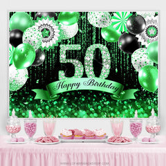 Ballons Verts Noirs Glitter 50e Anniversaire Toile de Fond
