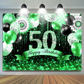 Ballons Verts Noirs Glitter 50e Anniversaire Toile de Fond