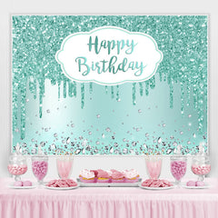 Toile de fond joyeux anniversaire diamant paillettes vert bokeh