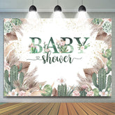 Toile de fond de douche de bébé Boho Floral Cactus vert