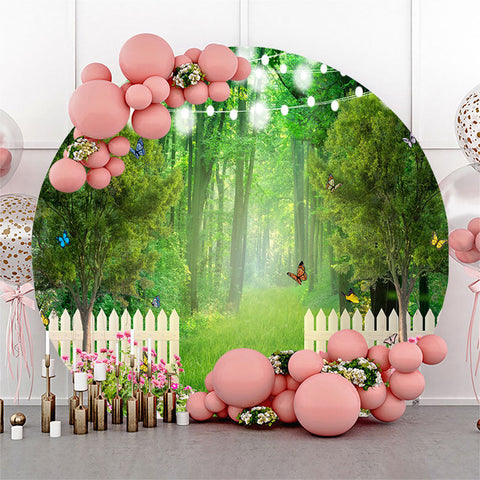 Toile de fond ronde légère florale de jardin vert pour la fête Toile de fond ronde légère florale de jardin vert pour la fête