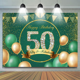 D¨¦corations de f¨ºte en toile de fond verte Happy 50th Birthday