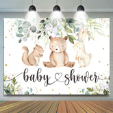 Feuilles vertes et toile de fond de douche de bébé animaux mignons