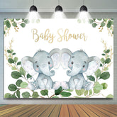 Toile de fond de douche de bébé feuilles vertes et éléphants