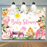 Feuilles vertes et toile de fond de douche de bébé animaux mignons floraux