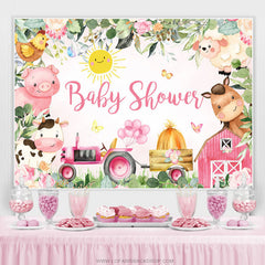 Feuilles vertes et toile de fond de douche de bébé animaux mignons floraux