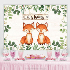 Feuilles vertes et renards sa toile de fond de douche de bébé jumeaux