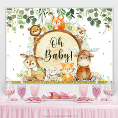 Feuilles vertes et petits animaux toile de fond de douche de bébé