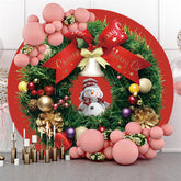 Feuilles vertes Décoration de noël Toile de fond de fête ronde