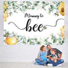 Feuilles vertes toile de fond de douche de bébé thème maman à abeille