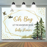 Toile de fond scintillante de plantes vertes et d'oiseaux pour baby shower