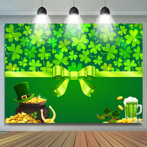 Shamrock vert et pièces d'or toile de fond de douche de bébé Shamrock vert et pièces d'or toile de fond de douche de bébé