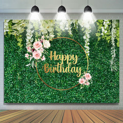 Printemps vert avec toile de fond floral joyeux anniversaire
