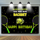 Raquette Tennis Sports Noir Joyeux Anniversaire Toile de Fond