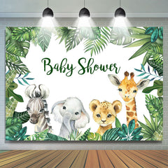 Plantes tropicales vertes et toile de fond de douche de bébé animal